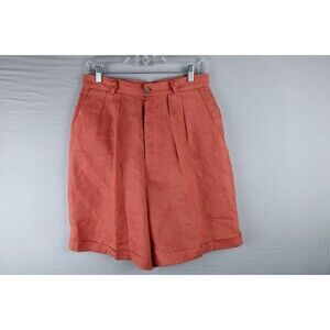 Vintage Harolds Bermuda Pleated Shorts Womens Size 12 Orange Lined Golf Summer